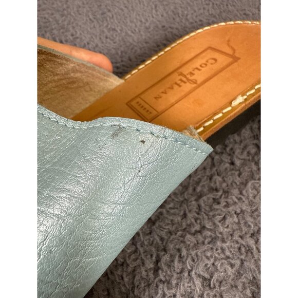 Cole Haan Light Blue Leather Open Toe Slide Sandals Womens Size 8.5 - Picture 7 of 10